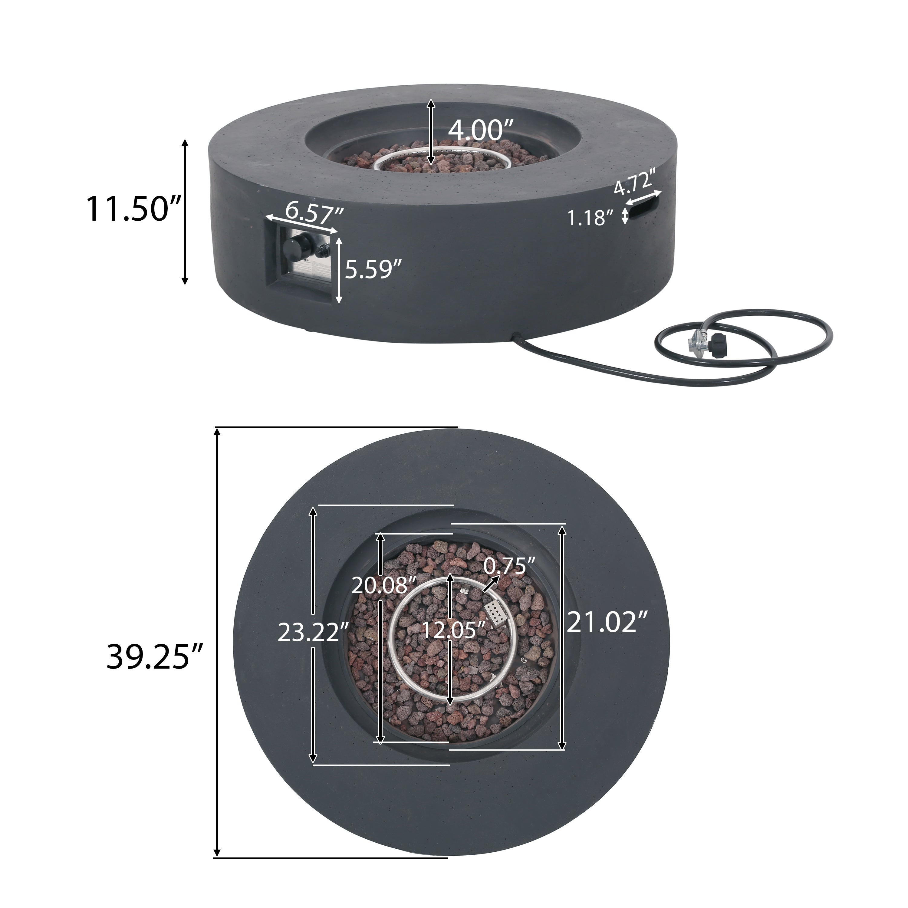 Hearth Circular 50K BTU Outdoor Gas Fire Pit Table with Tank Holder