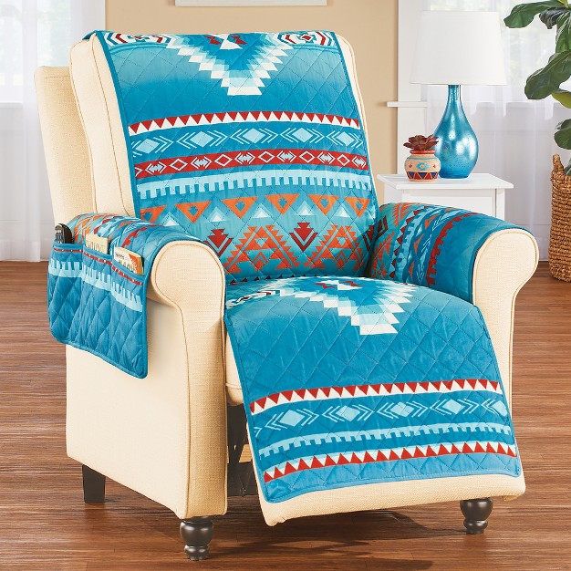 Collections Etc Quilted Turquoise Southwest Aztec Furniture Cover