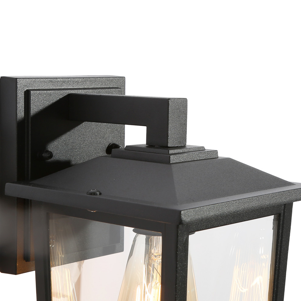 LNC Modern Black Lantern Outdoor Wall Light  Set of 2   Transitional   Outdoor Wall Lights And Sconces   by LNC  Houzz