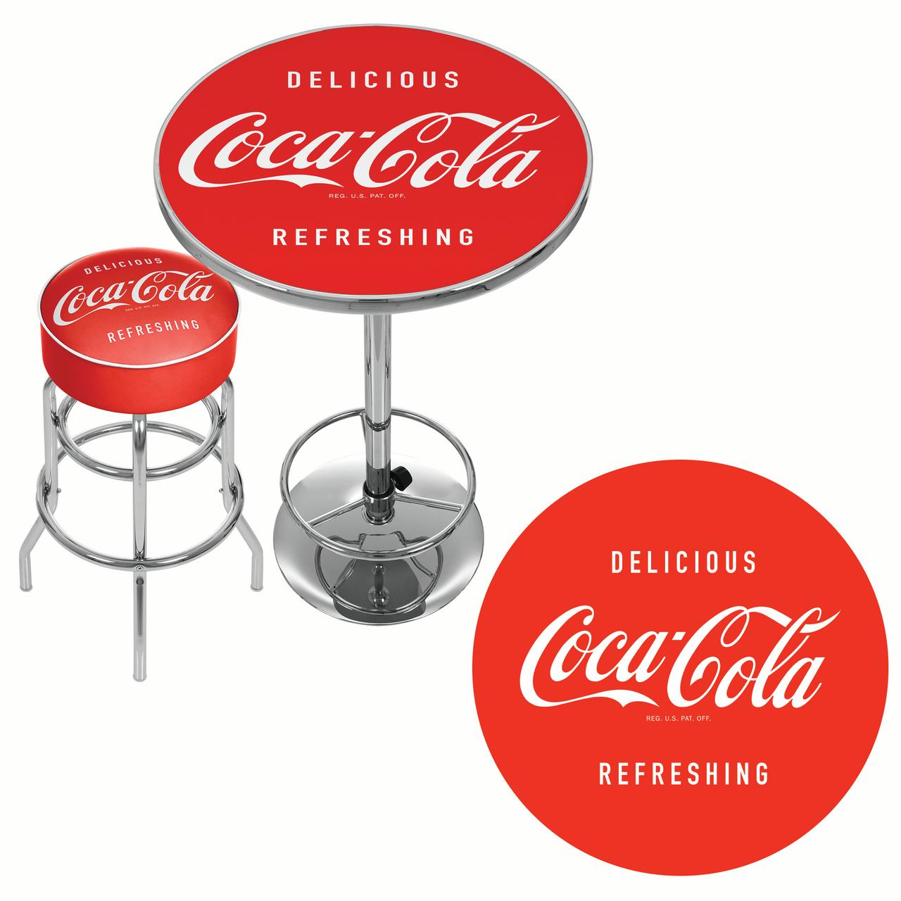 Ultimate Coca-Cola Gameroom Combo - 2 Bar Stools and Table