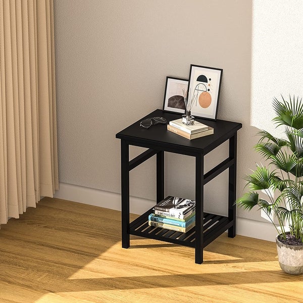 Modern Bamboo 2-Tier End Table/Side Table/Nightstand