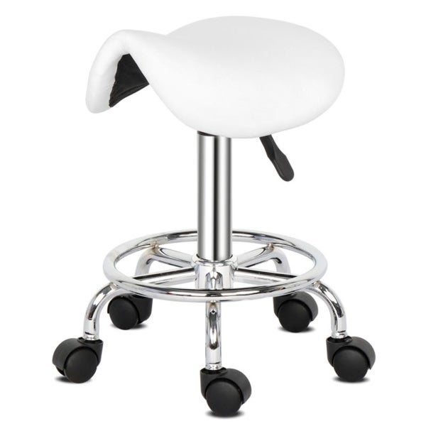 Saddle Stool Ha Ha Feet Rotation Bar Stool White - (37 x 34 x 51-65)cm (L x W x H)