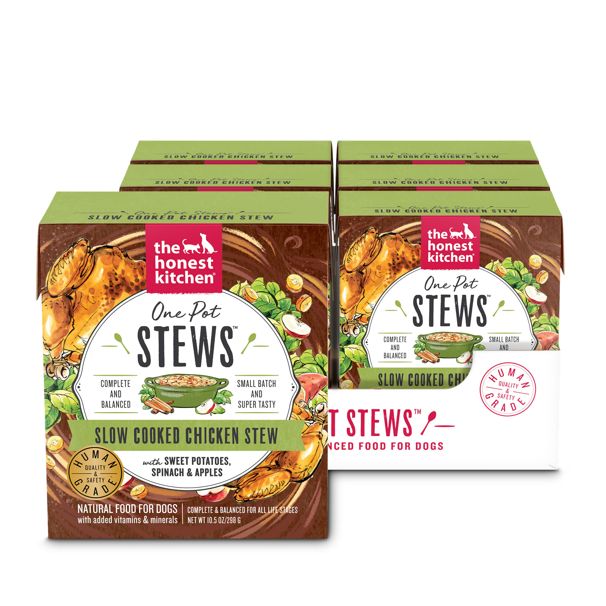 The Honest Kitchen One Pot Stews: Slow Cooked Chicken Stew with Sweet Potato， Spinach  Apples Wet Dog Food， 10.5 oz.， Case of 6