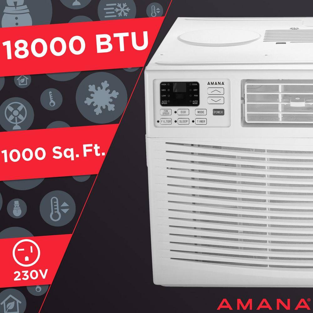 Amana 18000 BTU 230-Volt Window-Mounted Air Conditioner with Remote Control in White AMAP182CW