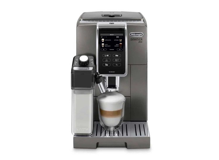 DeLonghi Dinamica Plus Titanium Smart Coffee and Espresso Machine w/ Coffee Link Connectivity App + Automatic Milk Frother