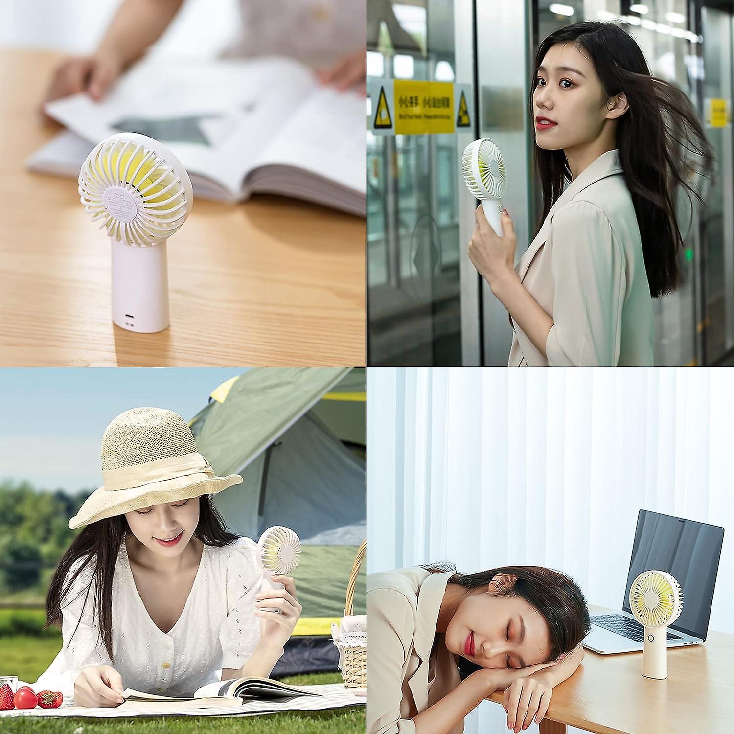 Portable Fan， 4000mah Mini Hand Fan， Small Usb Rechargeable Fan [5-20h Working Time] Battery Operated Personal Fan With 3 Speeds For Outdoor/office