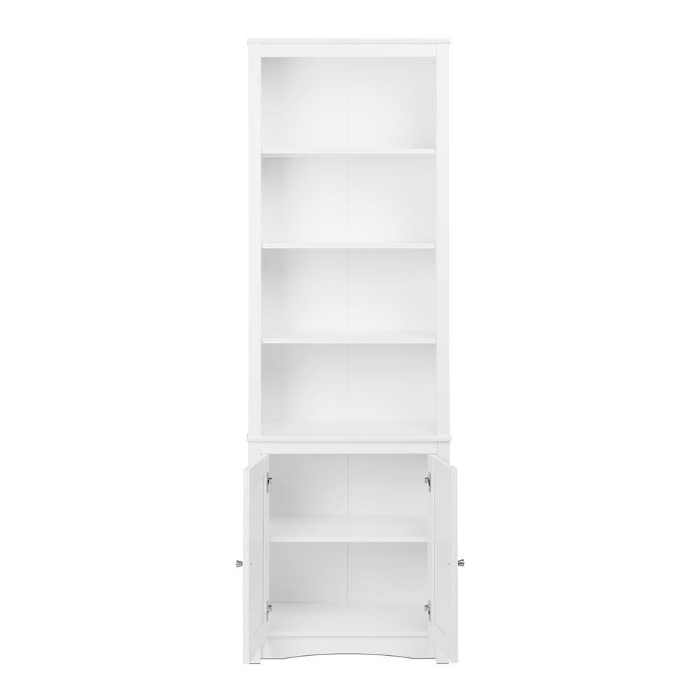 Prepac 80 in. White Wood 6-shelf Standard Bookcase with Doors WSBH-0004-1