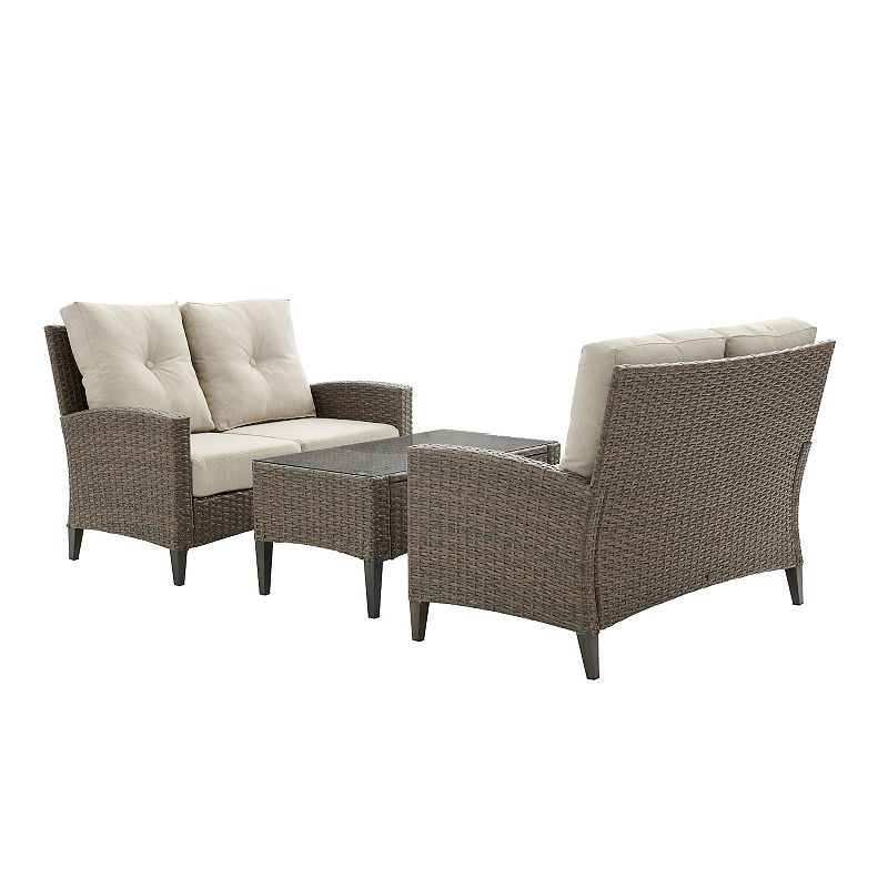 Crosley Rockport Outdoor 3-Piece Wicker Conversation Set