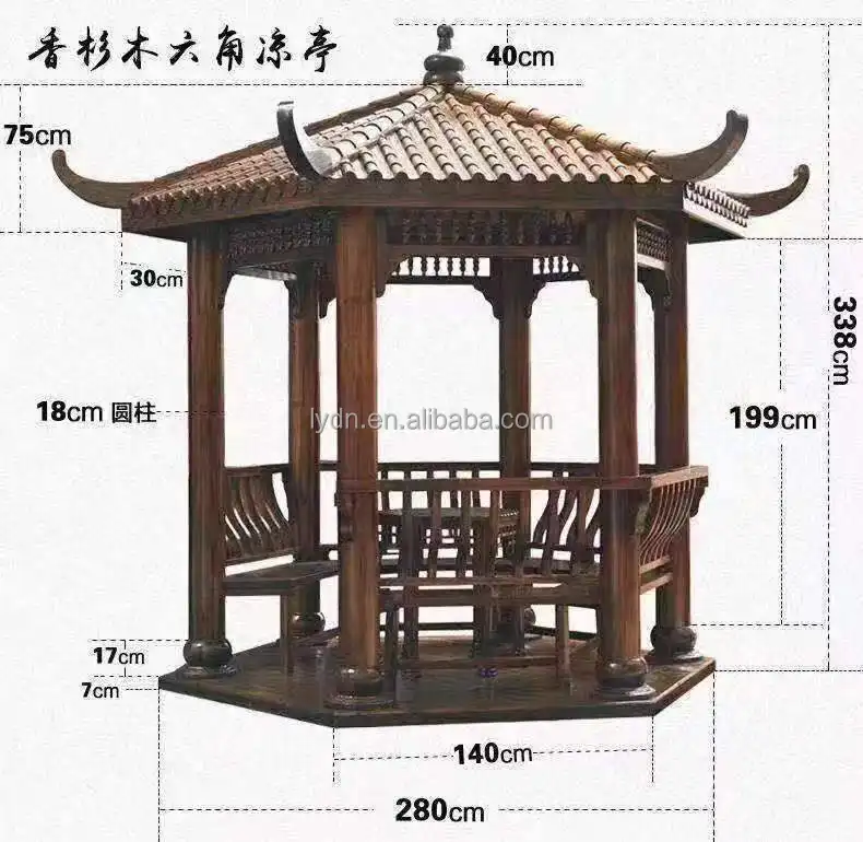 Supply design and installation service for the Chinese wooden gazebo outdoor