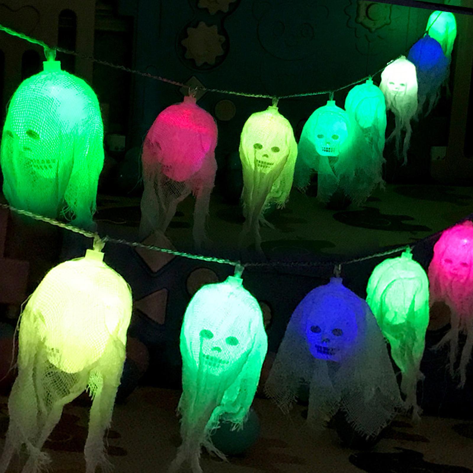 16ft Halloween Skull String Lights 20 Leds Ghost Skeleton Lights Battery-powered Spooky Skull Hanging Light Garden Decorative Colorful Lights For Hall