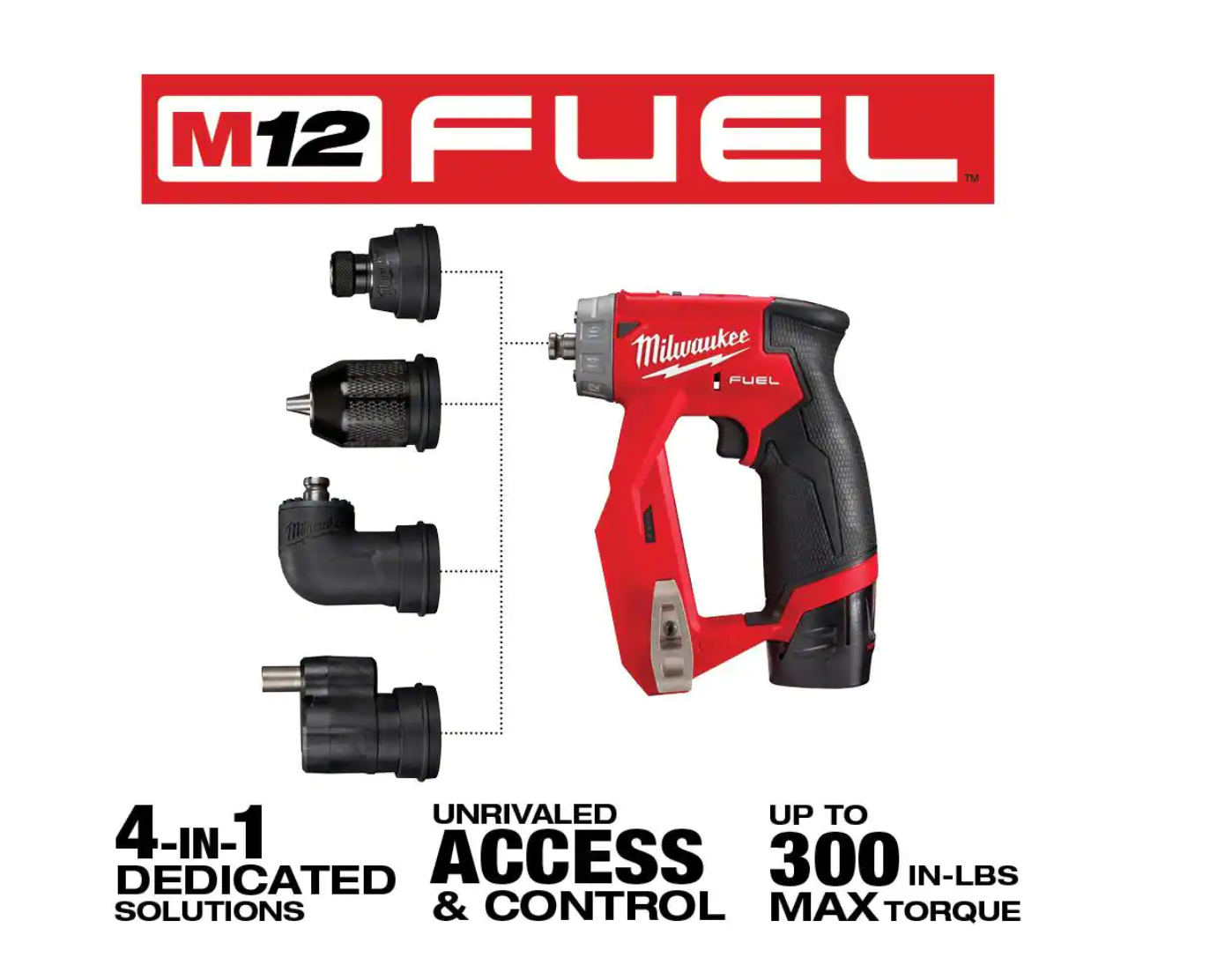 Milwaukee 2505-22-2488-20 M12 FUEL 12-Volt Lithium-Ion Brushless Cordless 4-in-1 Installation 3/8 in. Drill Driver Kit with M12 Soldering Iron