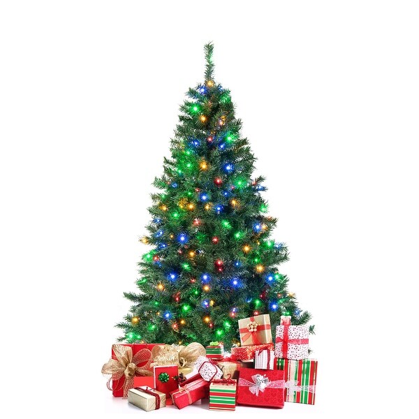 Costway 6FT/7FT PreLit Hinged Christmas Tree with 260/350 MultiColor