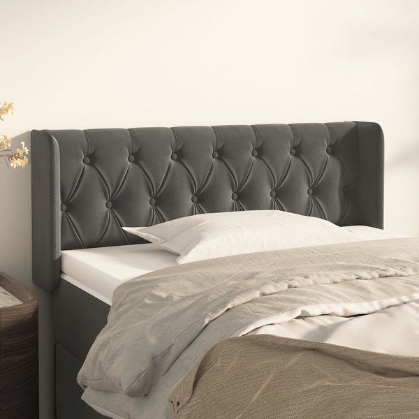 vidaXL Headboard with Ears Light/Dark Gray Velvet - - 37455501