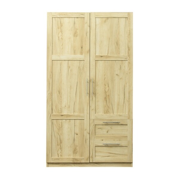 High Wardrobe Kitchen Cabinet with 2 Doors， 2 Drawers and 5 Storage Spaces - - 36907184