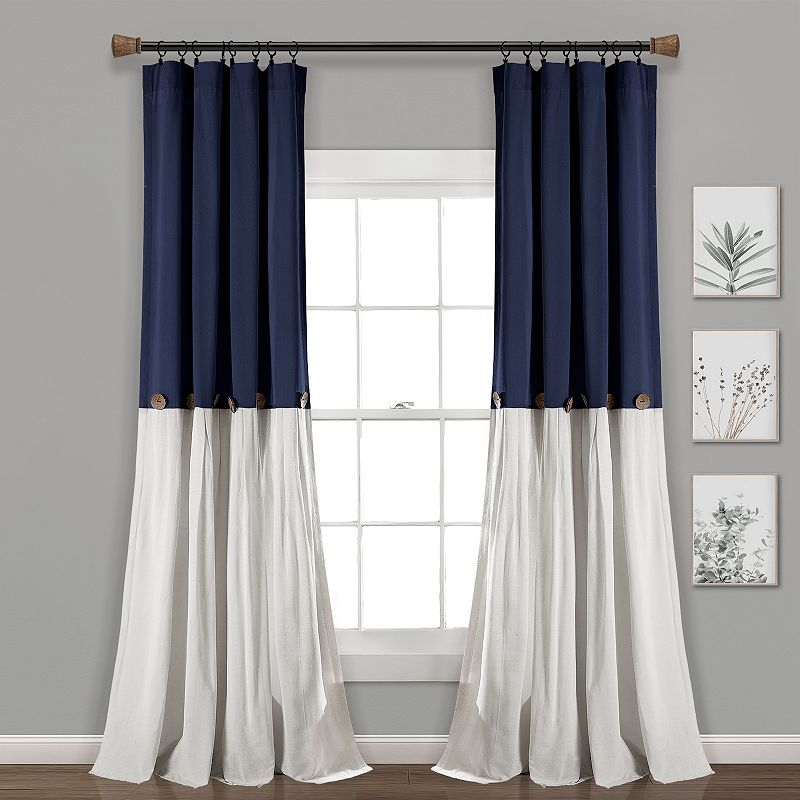 Lush Decor Linen Button Window Curtain Panel