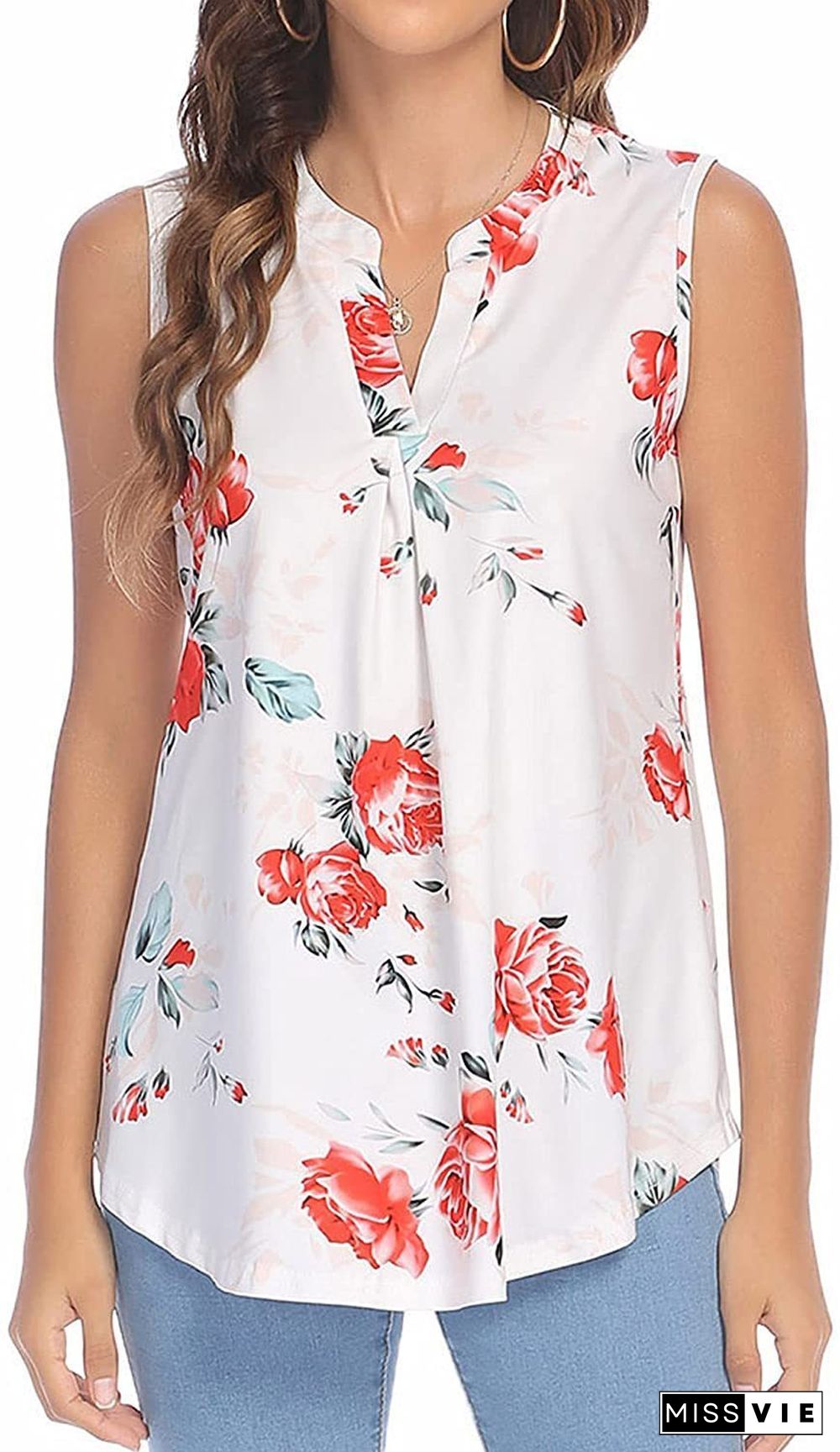 Summer Pleated Sleeveless Shirt