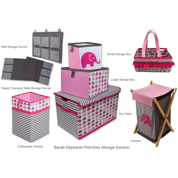 Bacati Elephants Pink gray Storage Caddy