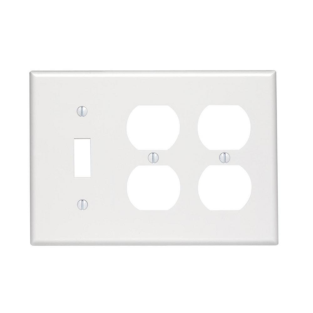 Leviton White 3-Gang 1-Toggle2-Duplex Wall Plate (1-Pack) 88047