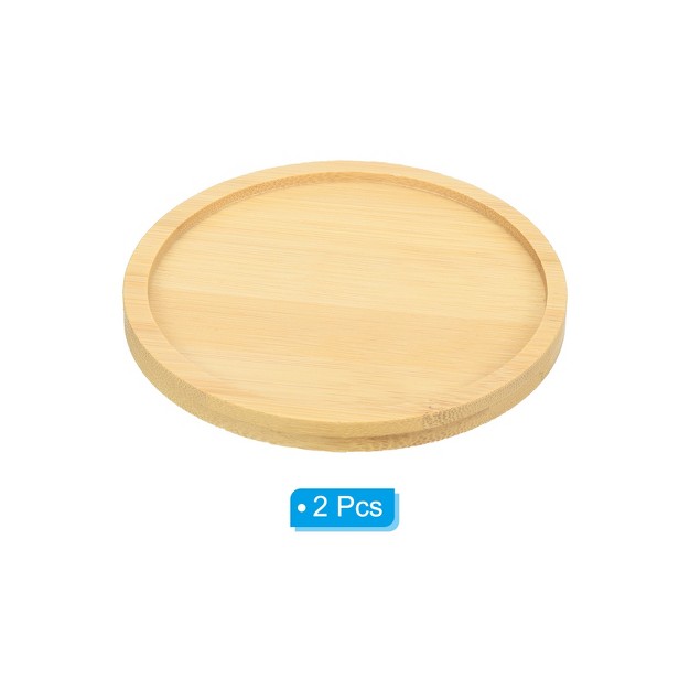 Unique Bargains Indoor Round Bamboo Planter Saucer Drip Tray Plant Drainage Trays 4 33 x27 x27 Od