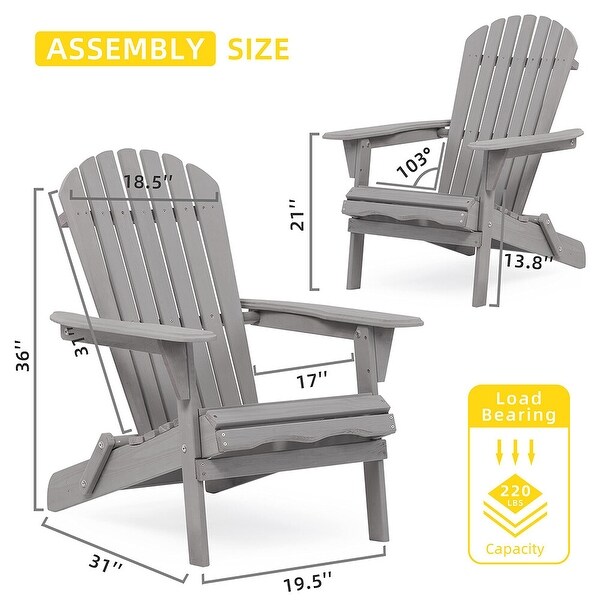 Wood Folding Adirondack Chair Set of 2， Lounge Chair for Outdoor - 31