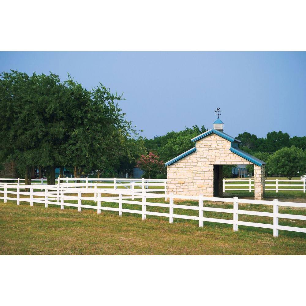 Veranda 5 in. x 5 in. x 7 ft. Vinyl White Ranch 3-Rail End Post 9127