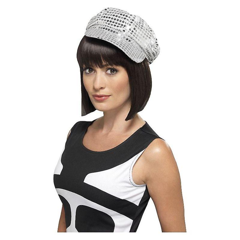 Disco sequin hat adult silver 25522