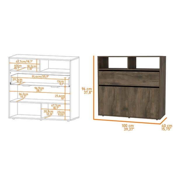 Simplicity 1-Drawer 2-Shelf 1-Cabinet Dresser， Modern Storage Cabinet， Superior Top， Storage Dressers Organizer for Bedroom - - 37828135