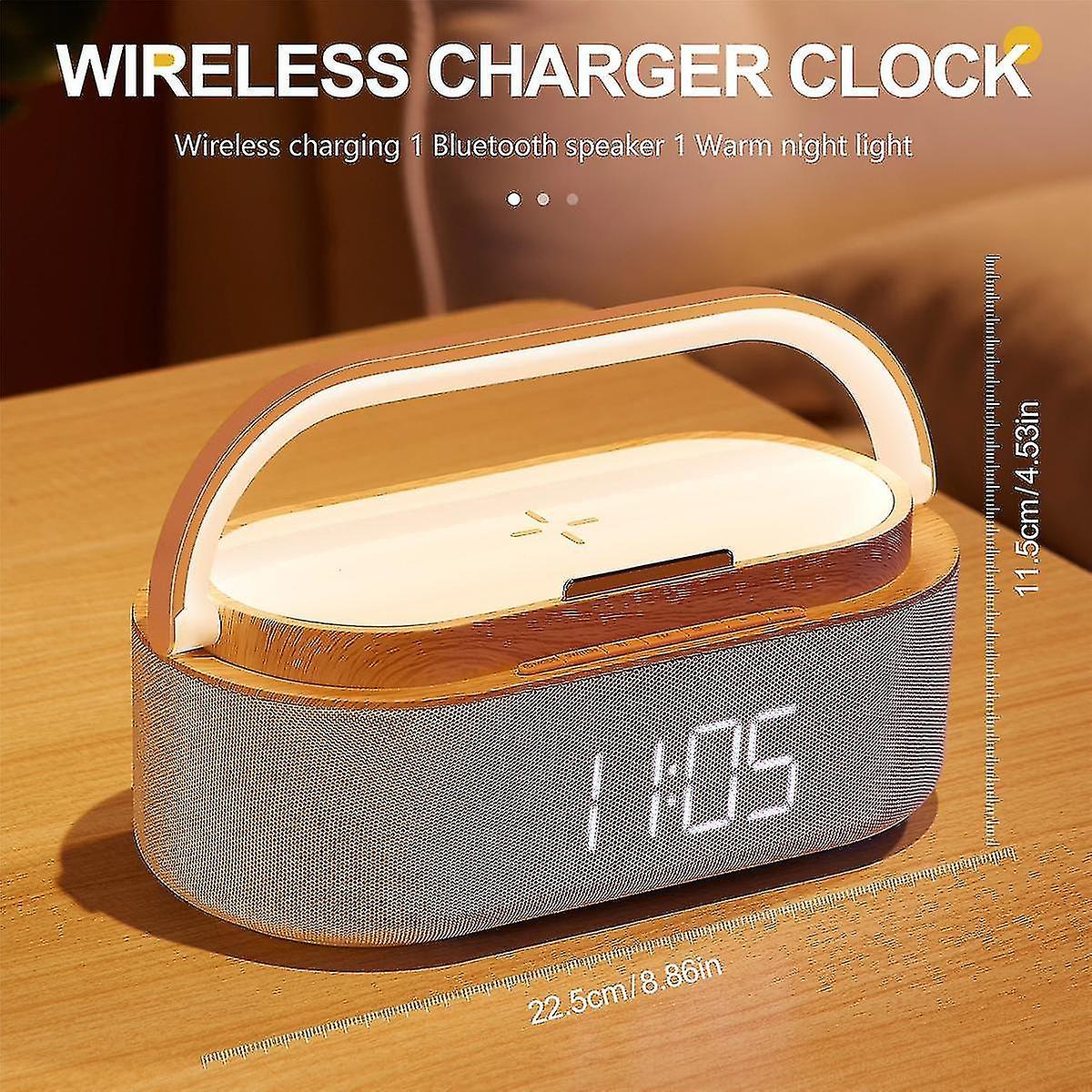 Digital Alarm Clock Radio With Bluetooth Speaker，night Light， Wireless Charger， Dual Speaker，adjust