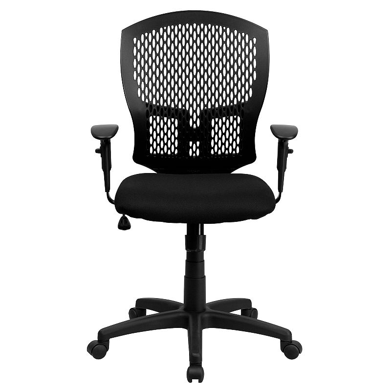 Emma and Oliver Mid-Back Designer Back Swivel Task Office Chair with Fabric Seat and Arms