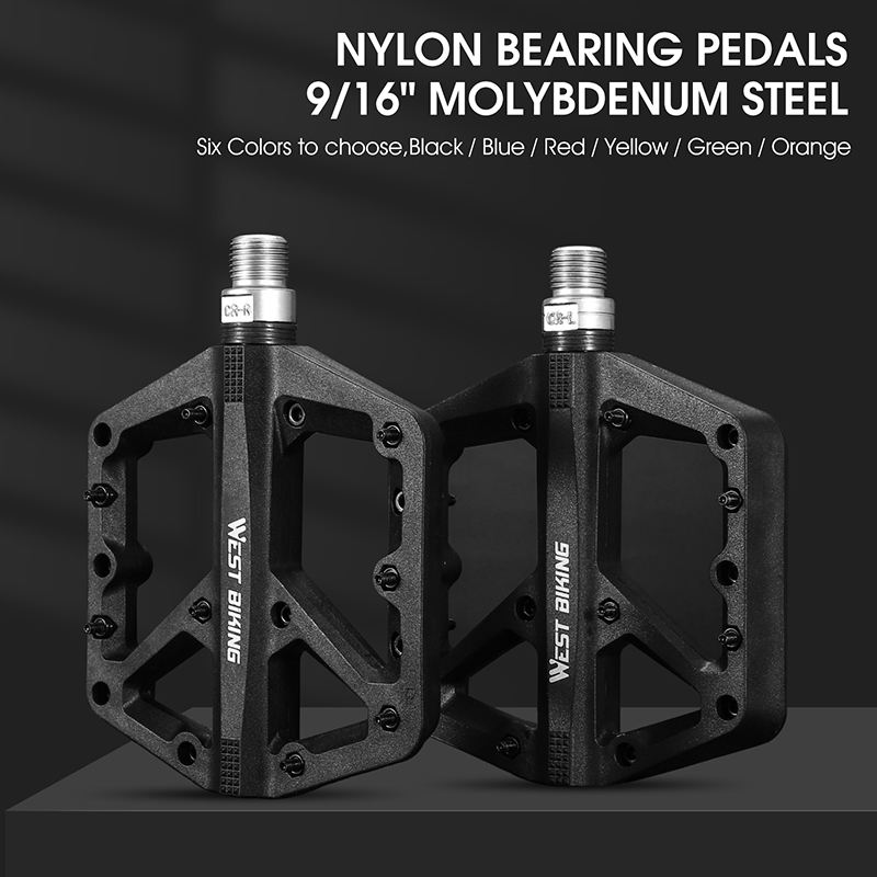 WEST BIKING Fiber Glass Reinforced Mountain Bike Pedal Rainproof Dustproof Six Colors Bicycle Pedal Widen Firm Cycling Pedal