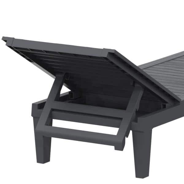 DUKAP OSLO Black Composite Outdoor Reclining Chaise Lounger ODKOSL-BLK