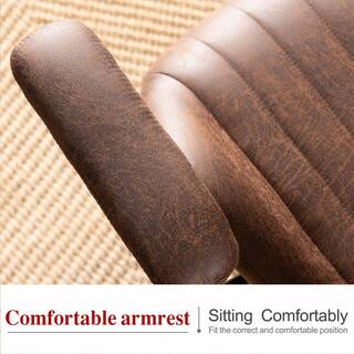 Allwex Magic Dark Brown Suede Fabric Swivel Office Task Chair with Arms and Lumbar Support SKL300