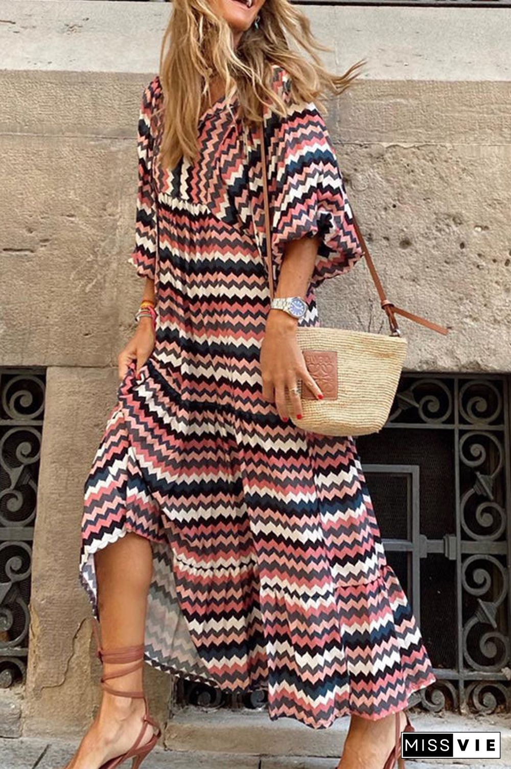 Fabulous Time Puff Sleeve Tiered Midi Dress