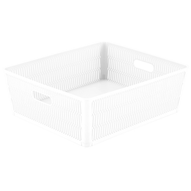 Simplify 2pk Large Slide And Stack Storage Shallow Totes White