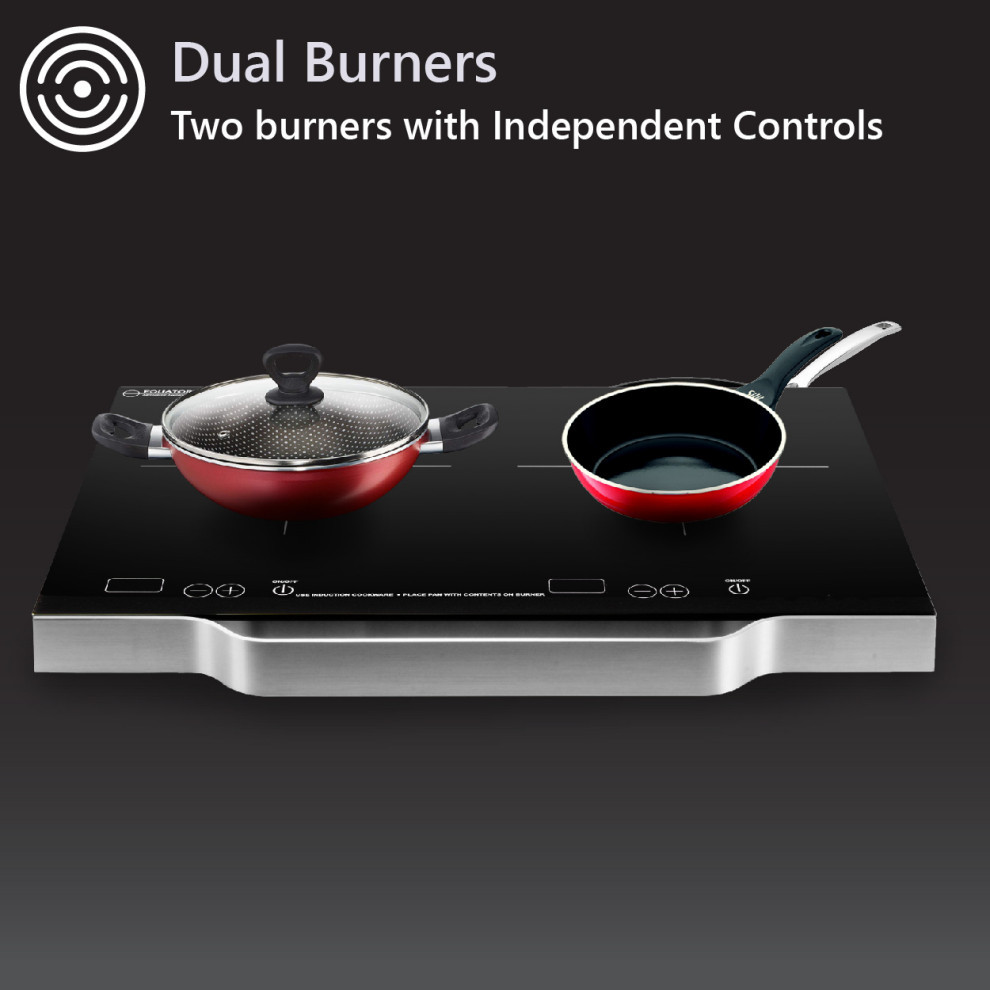 Equator20 quotPortable 2Burner Induction Cooktop with Aluminium Handle Black 6 level   Modern   Cooktops   by Equator  Houzz