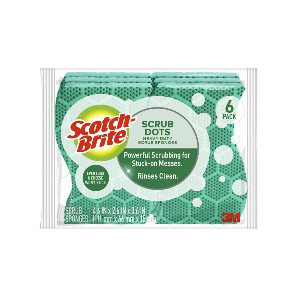 3M Scotch Brite 6 Count Heavy Duty Scrub Dots Scrub Sponge ;