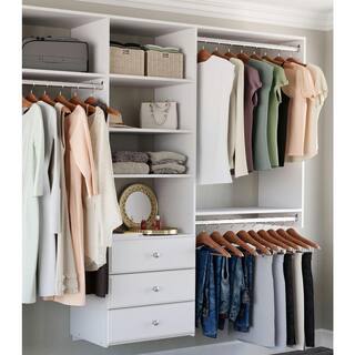 Closet Evolution 120 in. W - 144 in. W White Wood Deluxe Closet System WH62