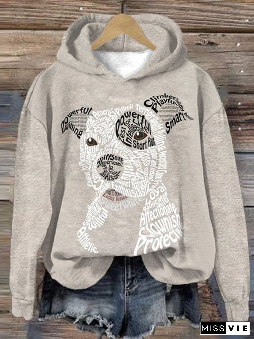 American Pit Bull Terrier Print Long Sleeve Hoodie