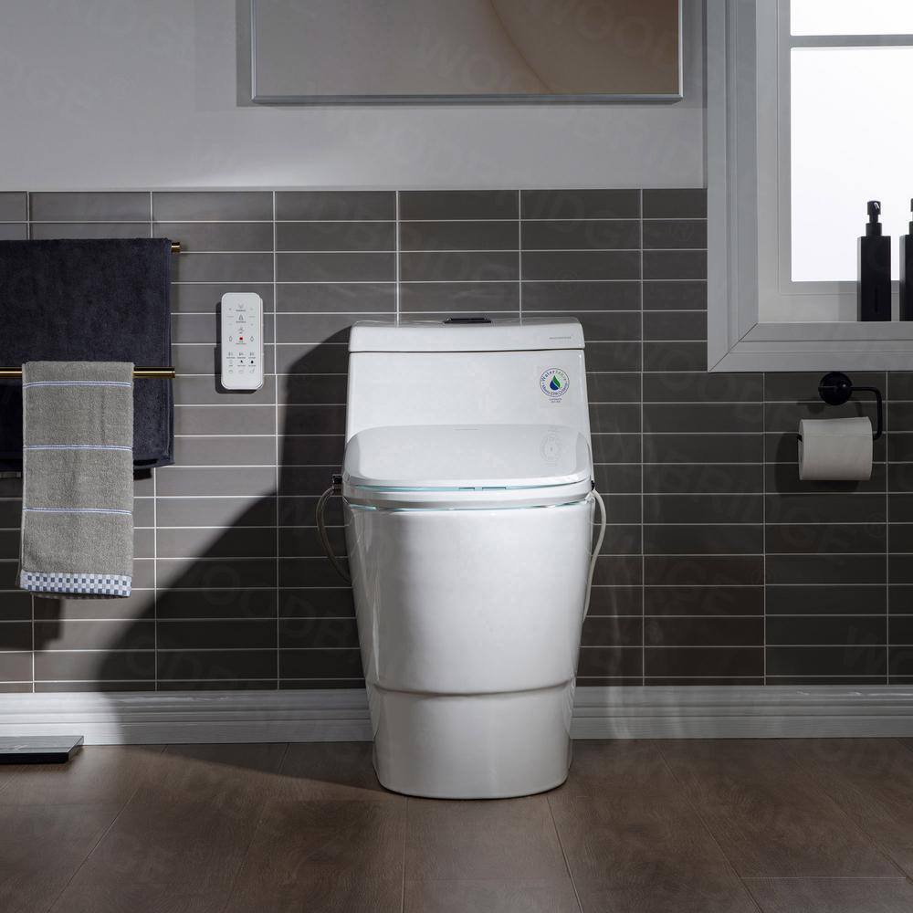 WOODBRIDGE Marsala I 1-Piece 1.1GPF1.6 GPF Dual Flush Elongated Toilet with Advance Smart Bidet Toilet in White HT0041