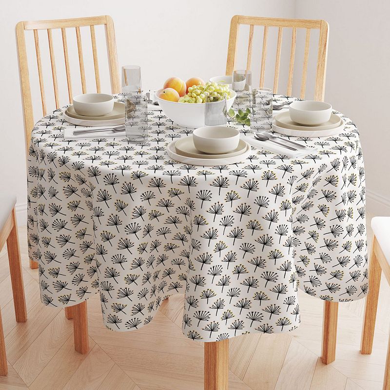 Round Tablecloth， 100% Cotton， 60 Round， Dandelion Flower Graphic