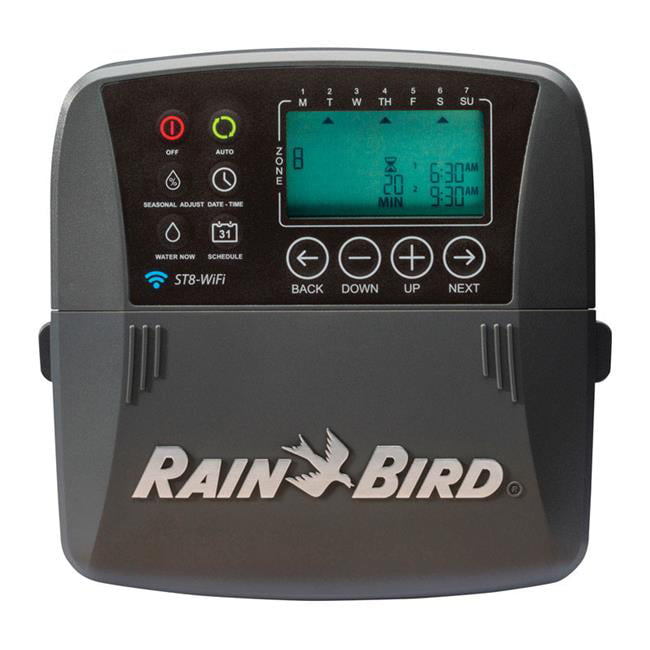 Rain Bird 7620735 Programmable 8 Zone WiFi Sprinkler Timerand#44; Black