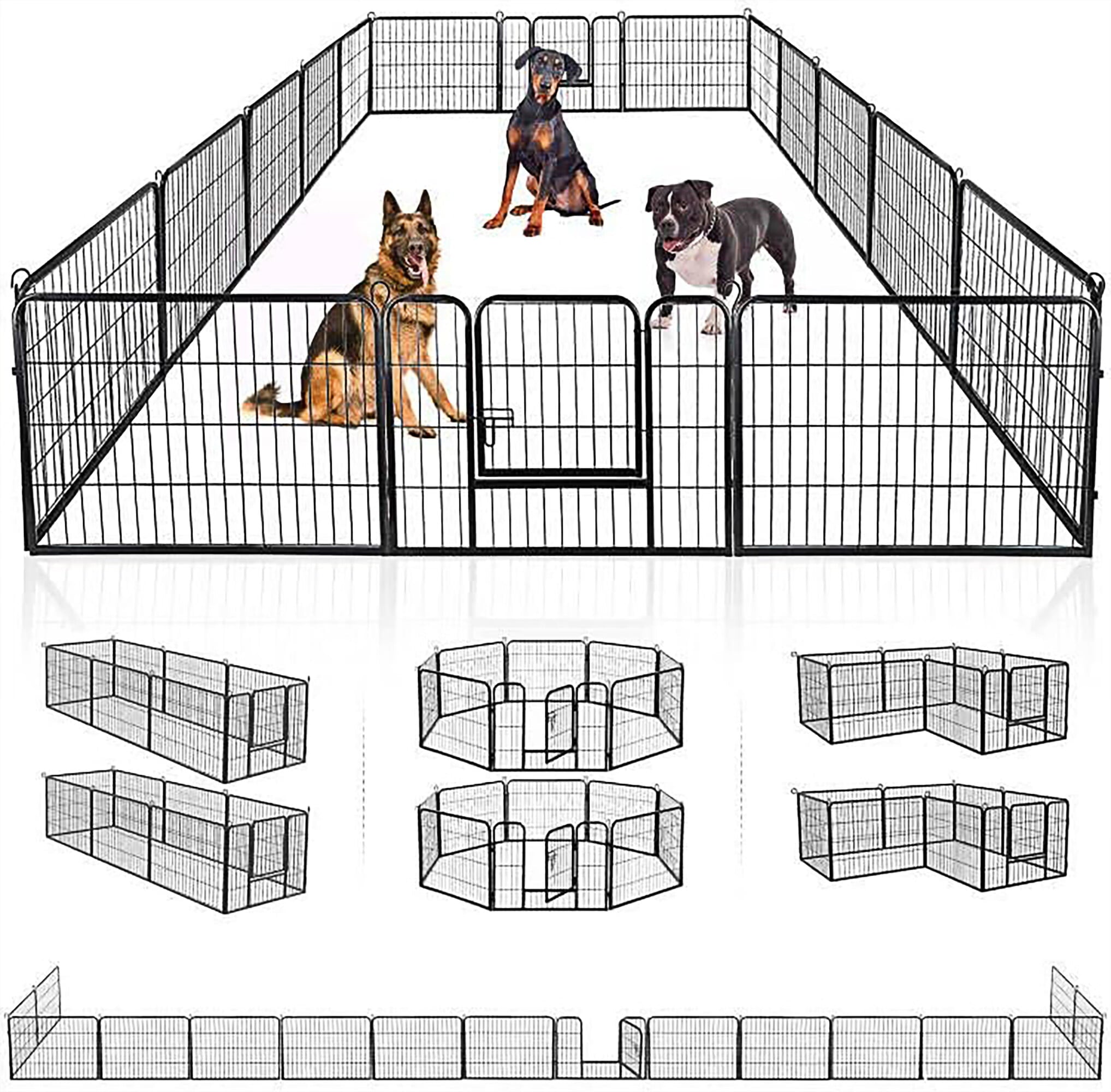 CL.HPAHKL 8/16 Panel 40''×32''Dog Playpens with Door for Inside， Pet Playpen for Small Animal Dog Playpens indoor outdoors for Large Dogs Folding Exercise Pens and Exercise Fence Barrier Playpen Kennel