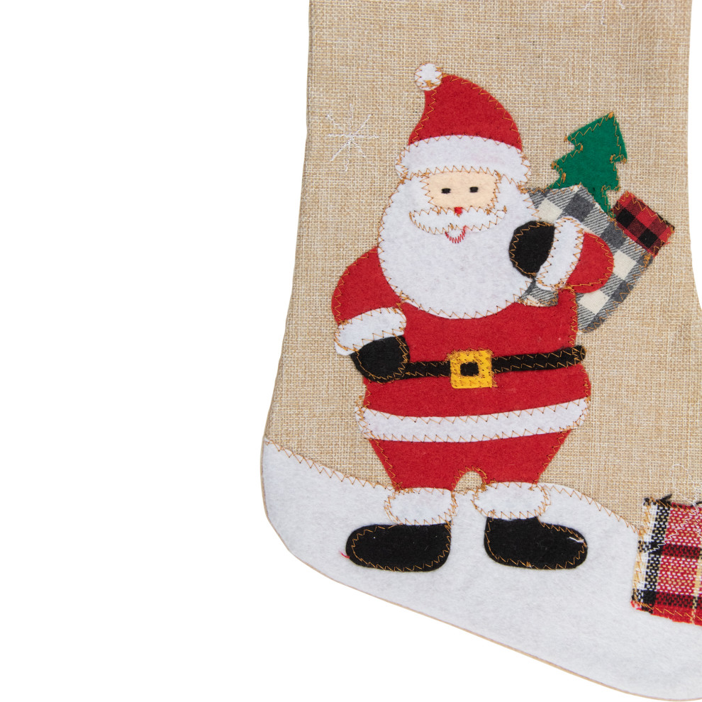 19 quotBeige and Red Burlap  quotMerry Christmas quotSanta Christmas Stocking   Modern   Christmas Stockings And Holders   by Northlight Seasonal  Houzz