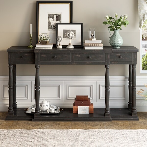 Console Table for Hallway Living Room with 4 Drawers and 1 Shelf