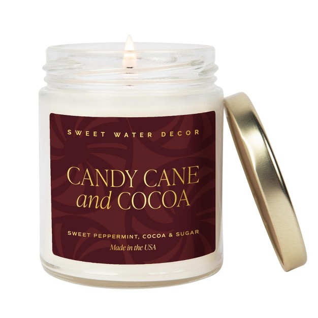 Sweet Water Decor Candy Cane And Cocoa 9oz Clear Jar Soy Candle