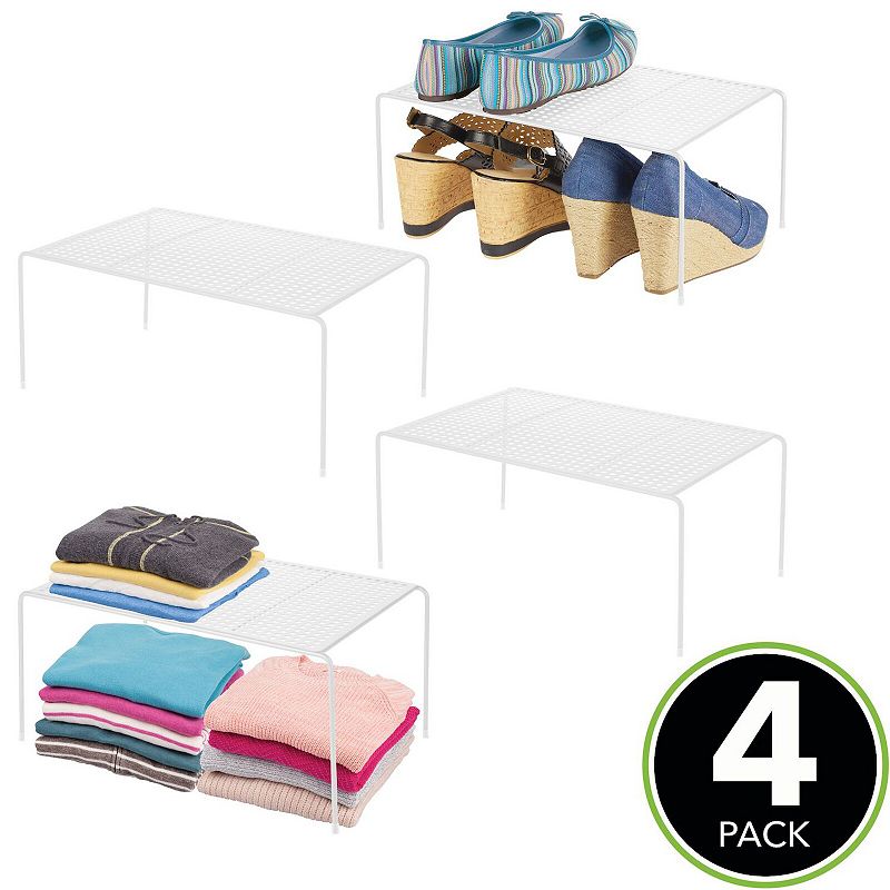 mDesign Large Metal Raised Closet Storage Shelf Organizer Rack - 4 Pack