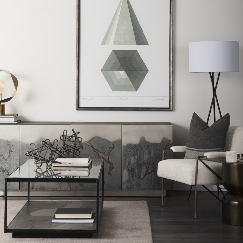 Vicunya Cream Fabric w/ Dark Gray Metal Frame Accent Chair   Midcentury   Armchairs And Accent Chairs   by Mercana  Houzz