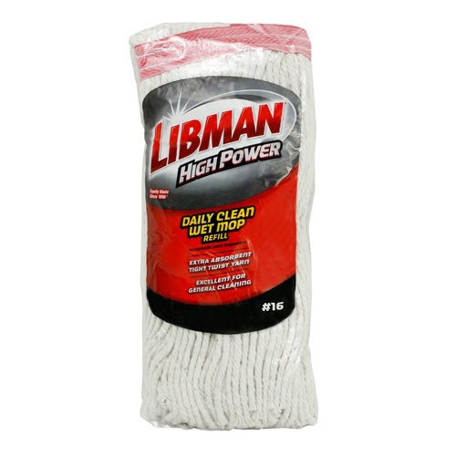 Libman 974 #16 Cotton Wet Mop Head， Cut End， Case of 6