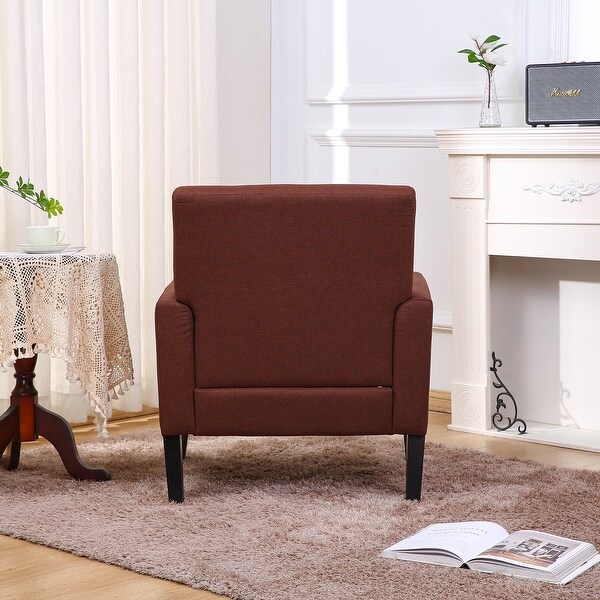 Button Tufted Upholstered Arm Chairs Comfy Reading Accent Chairs Sofa with Resilient Sponge Cushions， for Living Room， Brown