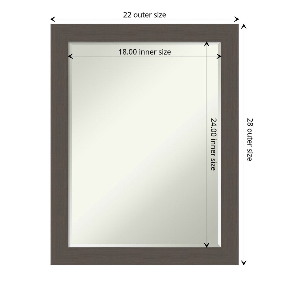 Petite Bevel Wood Wall Mirror   Brushed Sterling Silver Frame